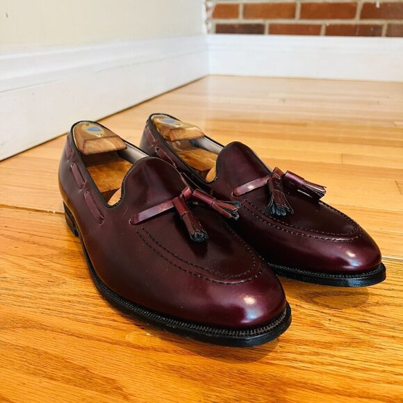 Johnston Murphy Optima Loafer Shoes Mens 12 D Dark Burgundy Tassel Brogue
